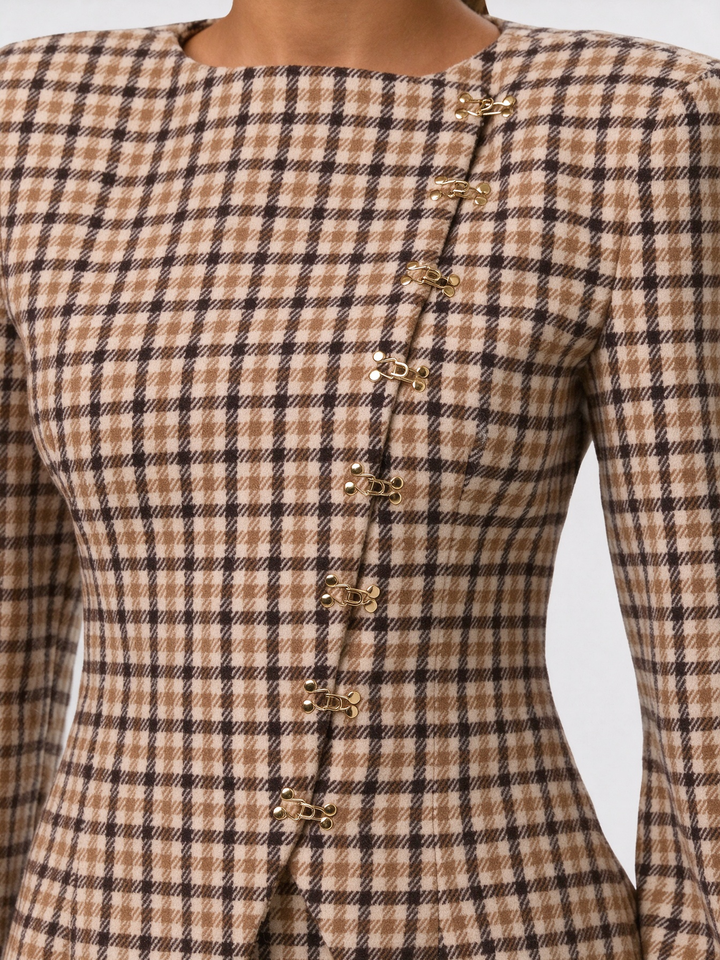 Plaid Hourglass Blazer Jacket