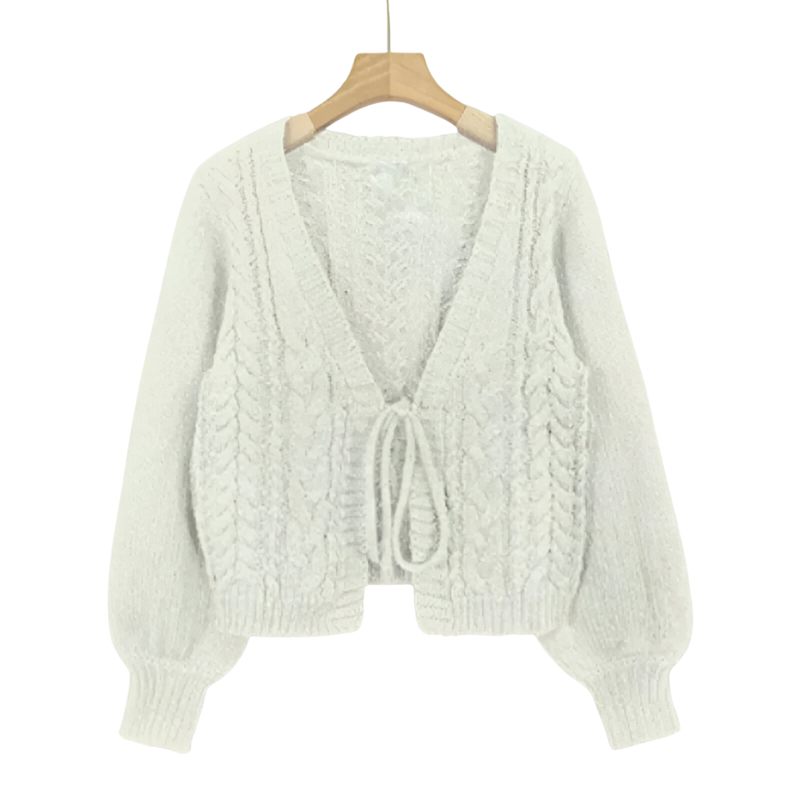 Sofia™ | Knitted Cardigan with Bow Closure