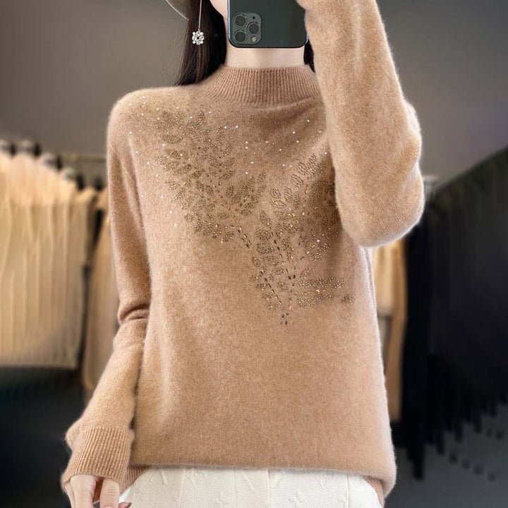 Knit Pullover with Leaf Pattern