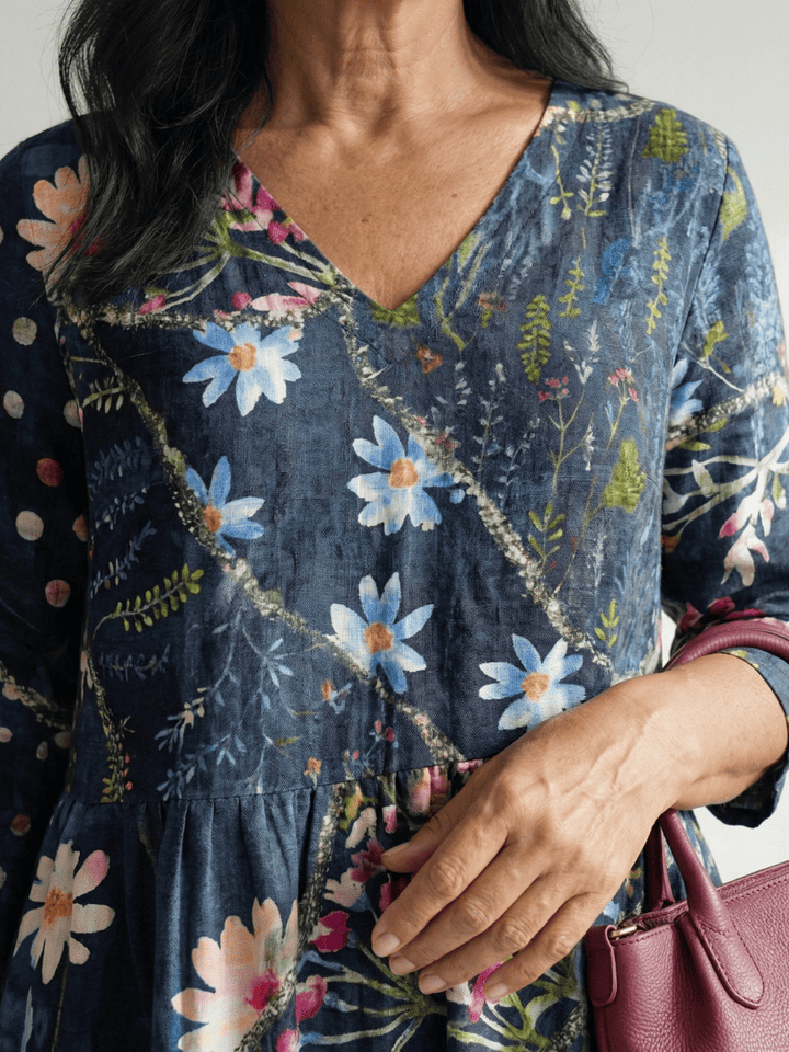 Zane™ Gather Floral Midi Dress by Emma & Rose Cape Town, featuring a flowy floral pattern, midi length, and elegant design.