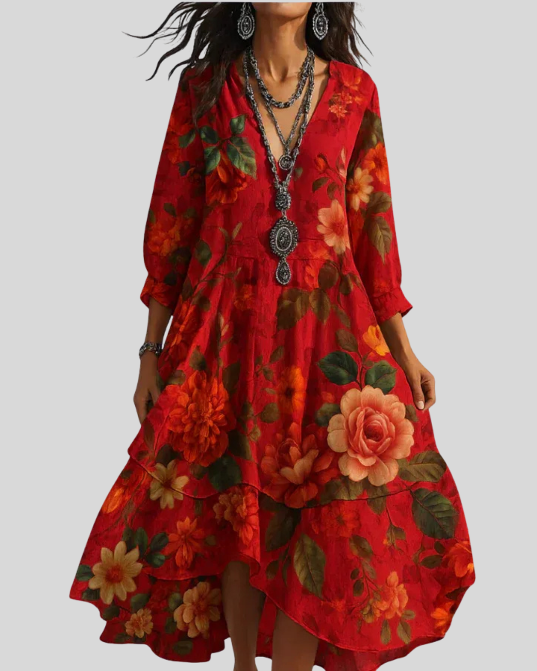 Debra Maxi Dress with Floral Prints, view 3 - Elena Harper