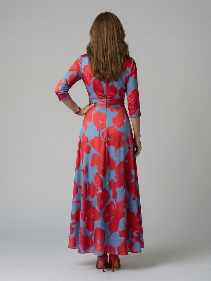 Celine Cross Wrap Neck Midi Dress - Elena Harper