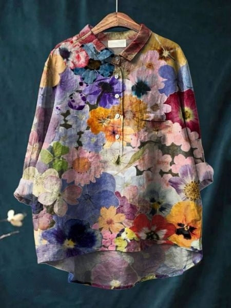 Bella | Women's Floral Button Front Pocket Blouse