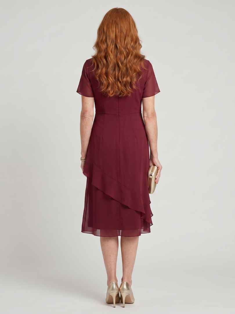 Eira Short Sleeve Layered Hem Midi Dress - Elena Harper