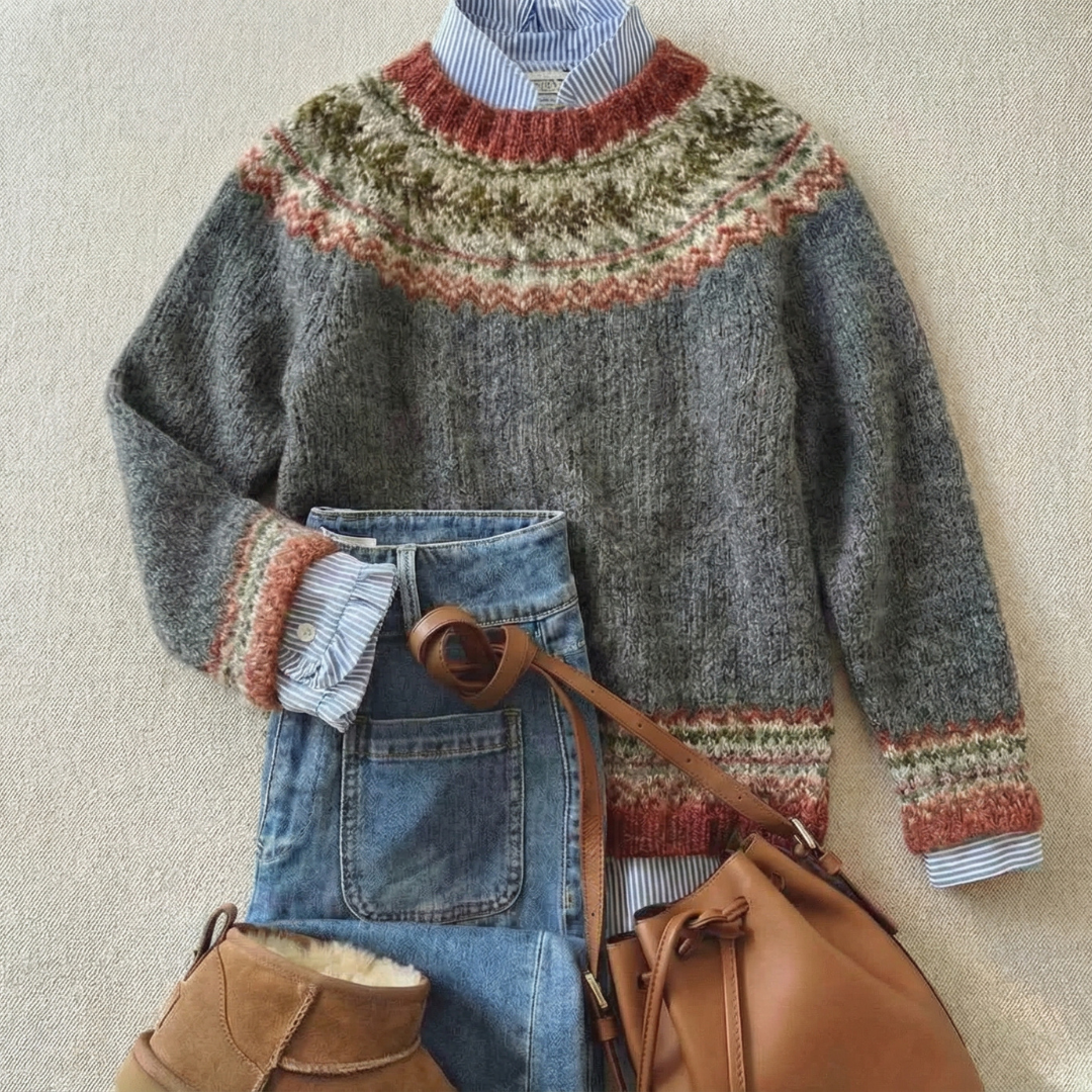 Eleanora Nordic Knit Sweater, view 4 - Elena Harper