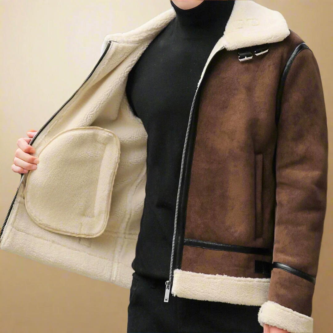 Premium Winter Suede Coat for Men with Belt – Warm and Stylish Coat
