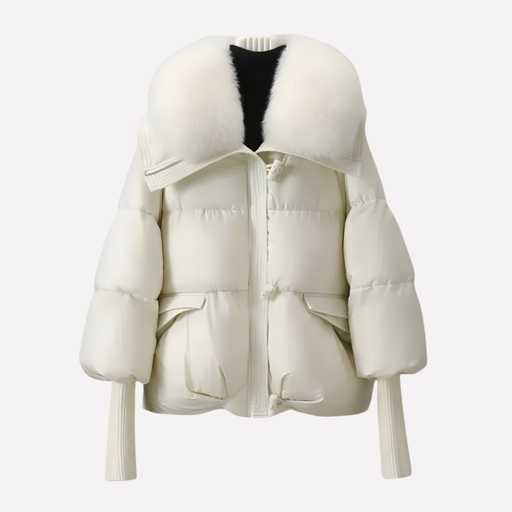 Ladies Winter Jacket Padded with Plush Collar and Pockets, view 2 - Elena Harper