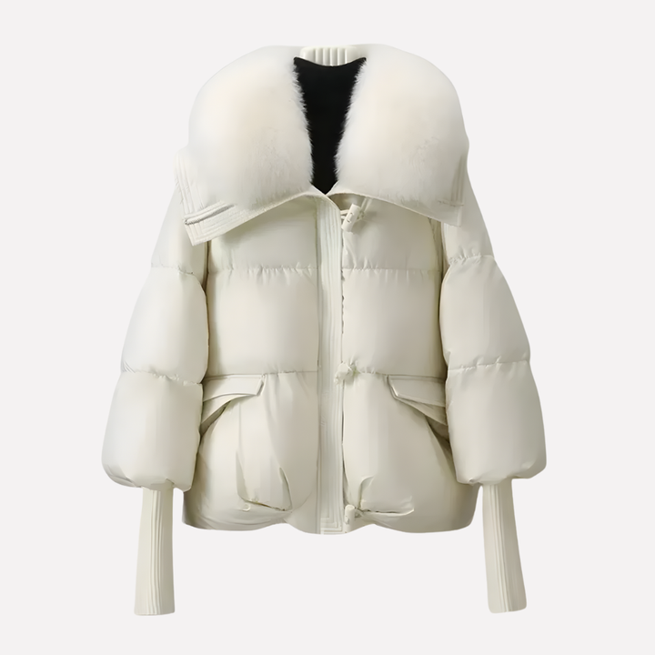 Ladies Winter Jacket Padded with Plush Collar and Pockets, view 2 - Elena Harper