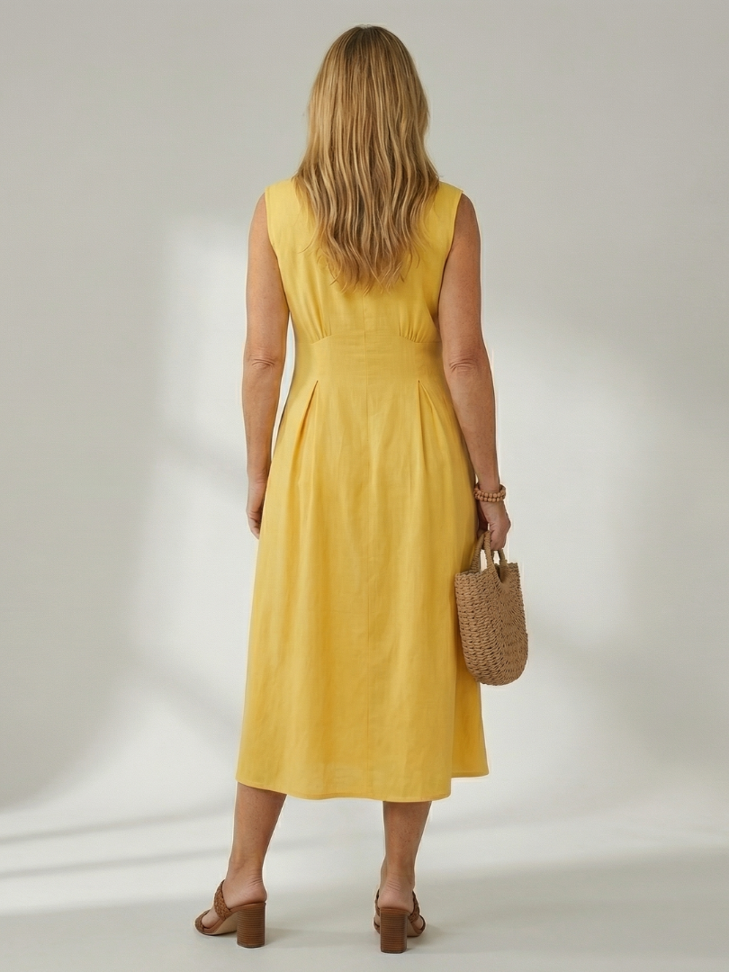 Women's Stack Button Midi Dress – Effortless Style