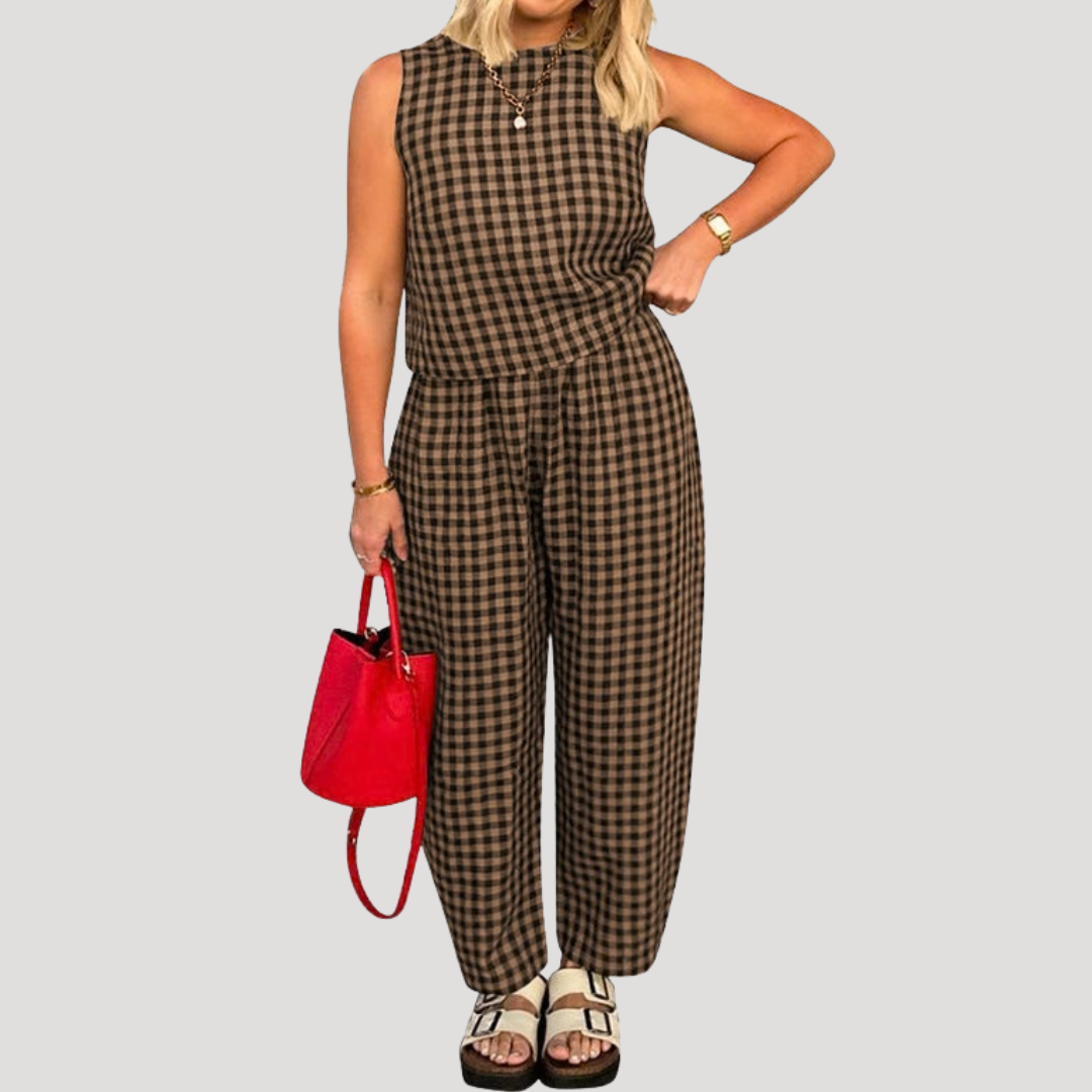 Women's Checkered Casual Set