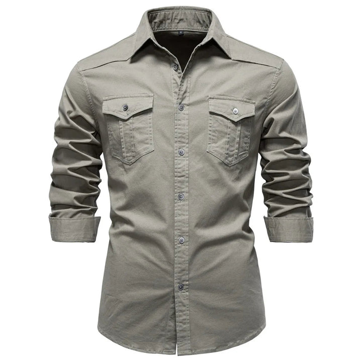 Sampath Long-Sleeve Cotton Shirt, view 6 - Elena Harper