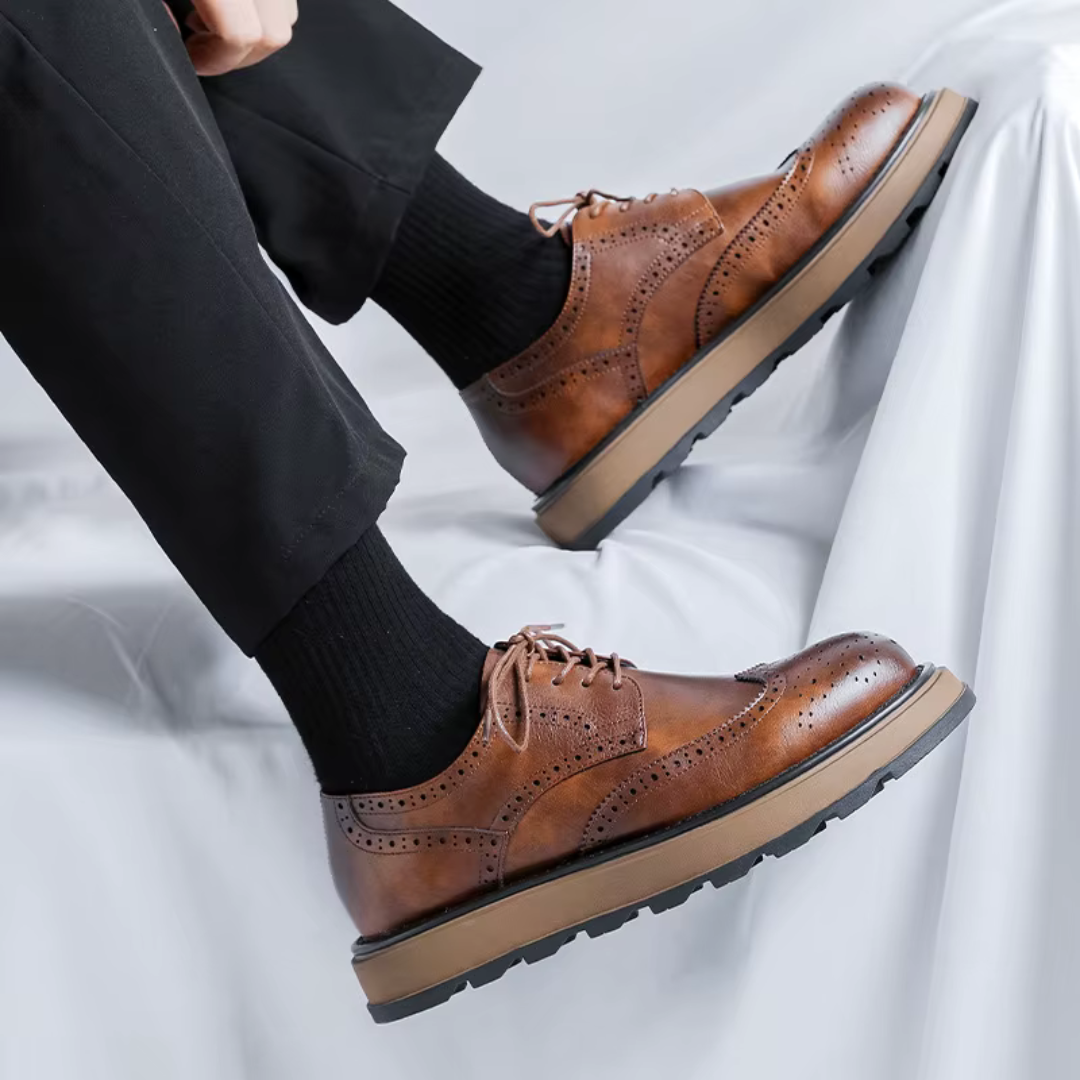 Alessio Classic Derby Shoes with Refined Leather Finish for Men - Elena Harper