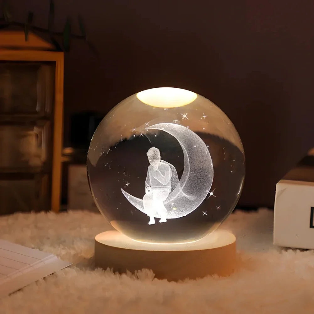 Glowing Crystal Ball with 3D Engraving Night Light