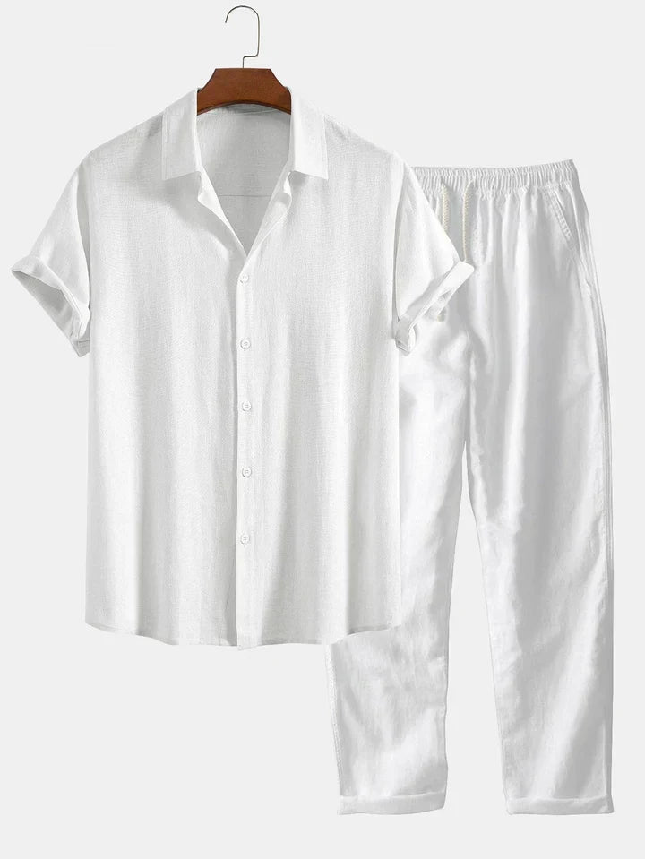 Booker Linen Blend Shirt with Straight Pants, view 5 - Elena Harper