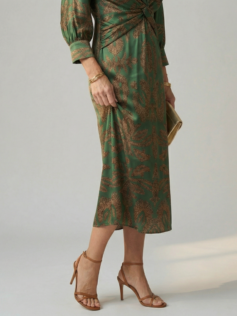 Natural Midi Wrap Dress for Women - Soft and Flattering