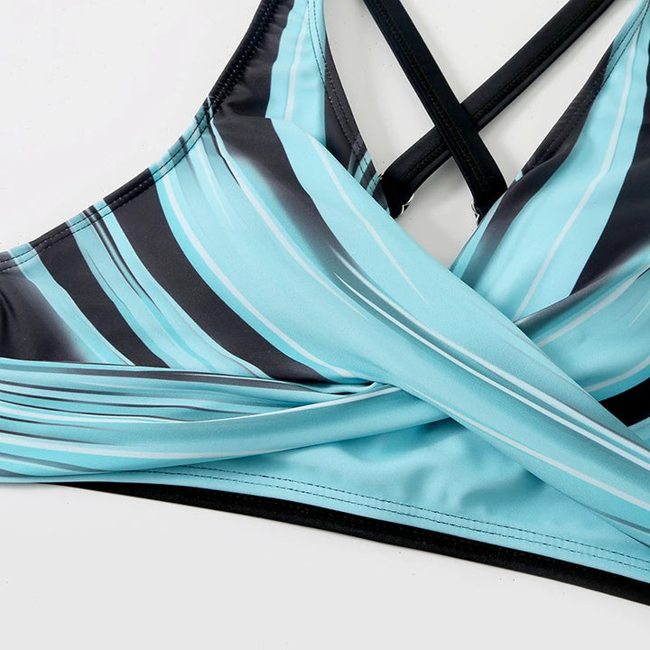 High-Waisted Bikini Set with Stylish Print, view 2 - Elena Harper
