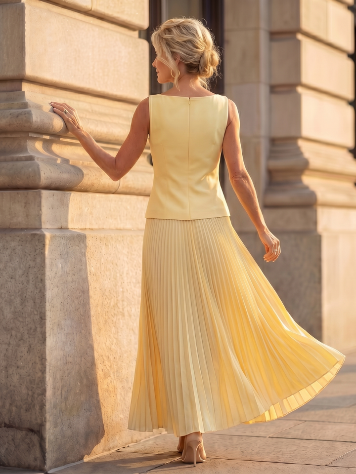 Women's Structured Bodice Pleated Skirt Set