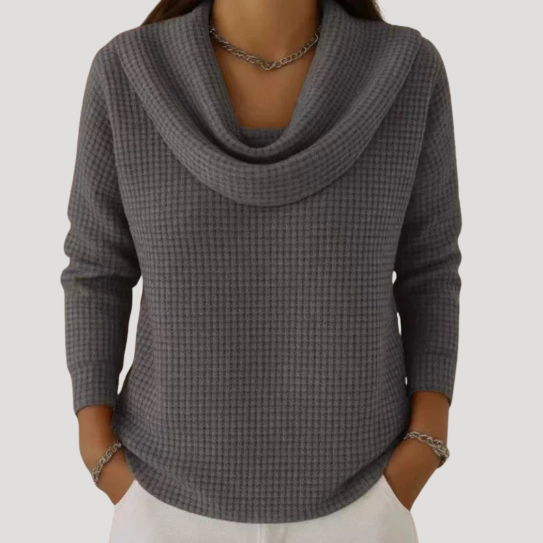 Women's Long Sleeve Draped Neck Comfortable Sweater