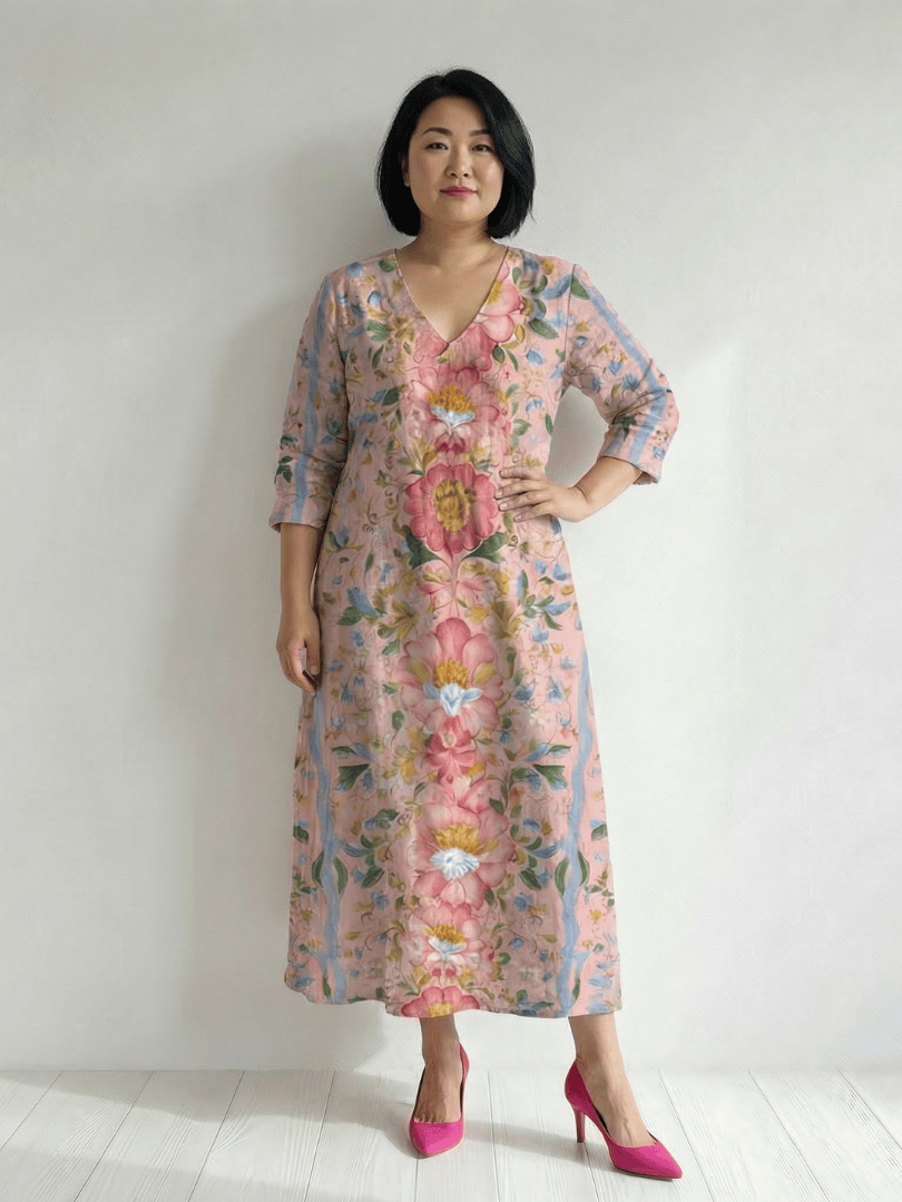 Emma & Rose Cape Town Julien™ Form Floral Midi Dress showing a stylish floral print and flowy fabric in a midi length design.