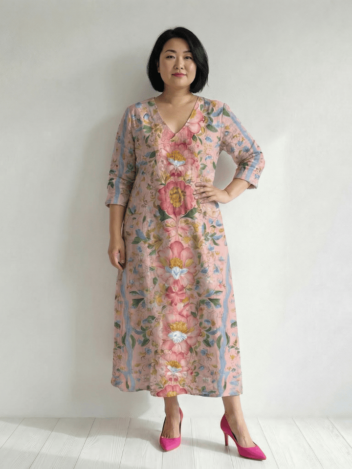 Emma & Rose Cape Town Julien™ Form Floral Midi Dress showing a stylish floral print and flowy fabric in a midi length design.