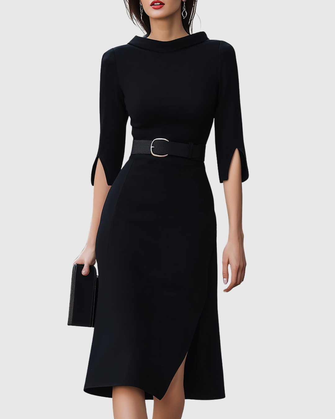 Blythewyn Classic Black Midi Dress - Elena Harper