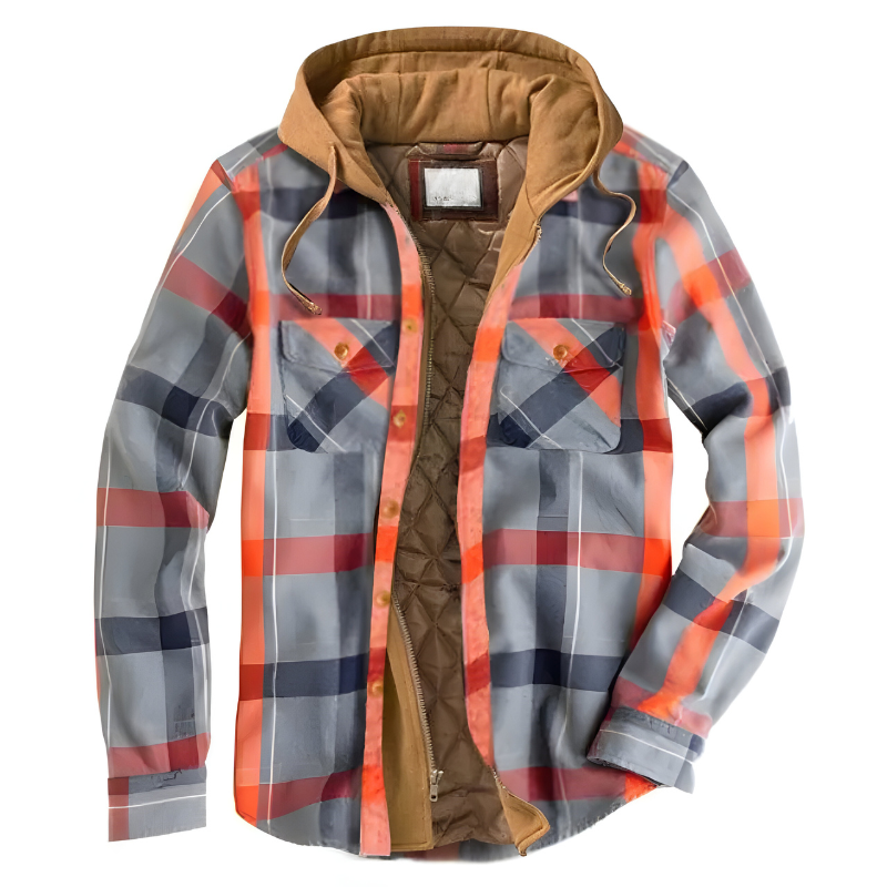 Bram Comfortable Patchwork Jacket with Hood, view 4 - Elena Harper