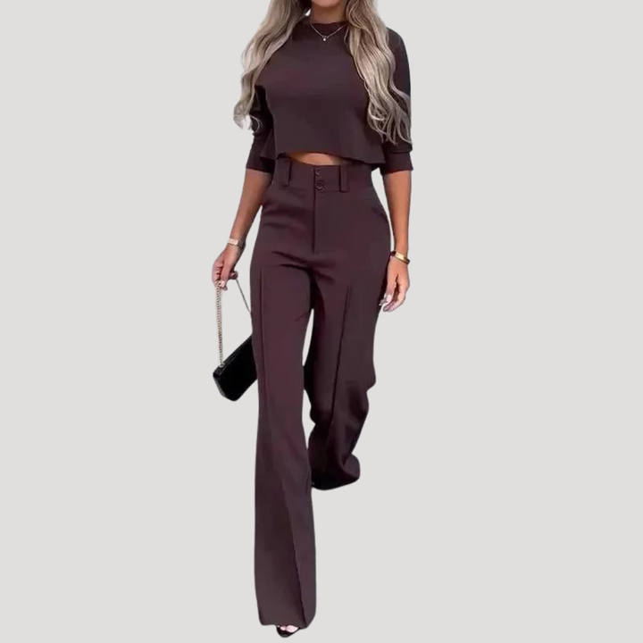 Coordinated Women's Set: Cropped Top and Wide-Leg Pants