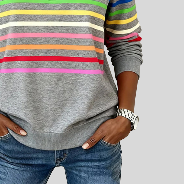 Sanne™ | Colorful Striped Sweater with Quarter Zip
