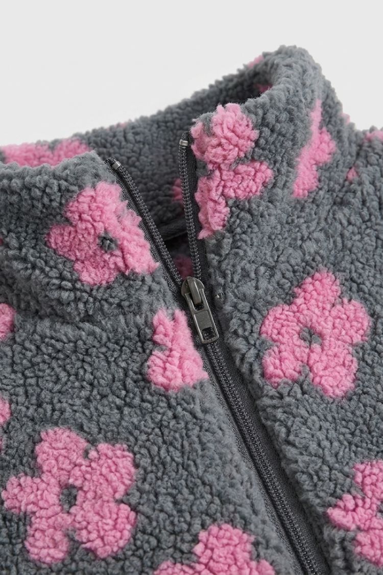 Women's Oversized Sweater with Floral Pattern | High Neck & Loose Fit