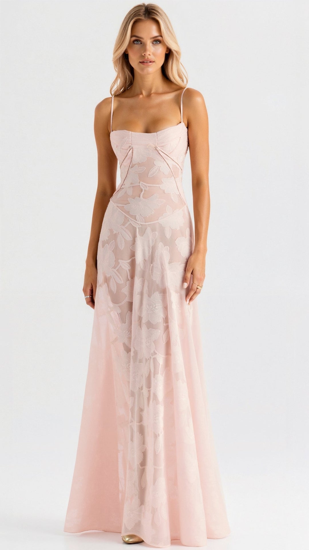 Pavia | Maxi wedding dress with thin straps and flowing design for women