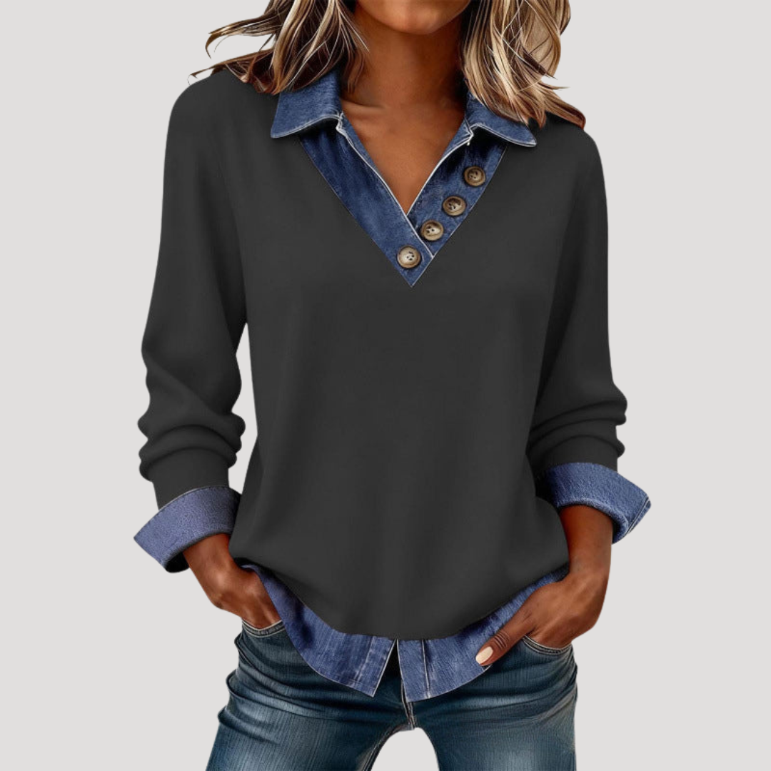 Women's Long Sleeve V-Neck Blouse