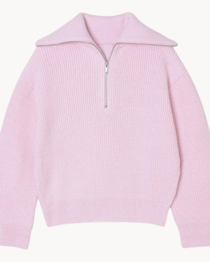 Sylvie Striped Half Zip Sweater, view 5 - Elena Harper