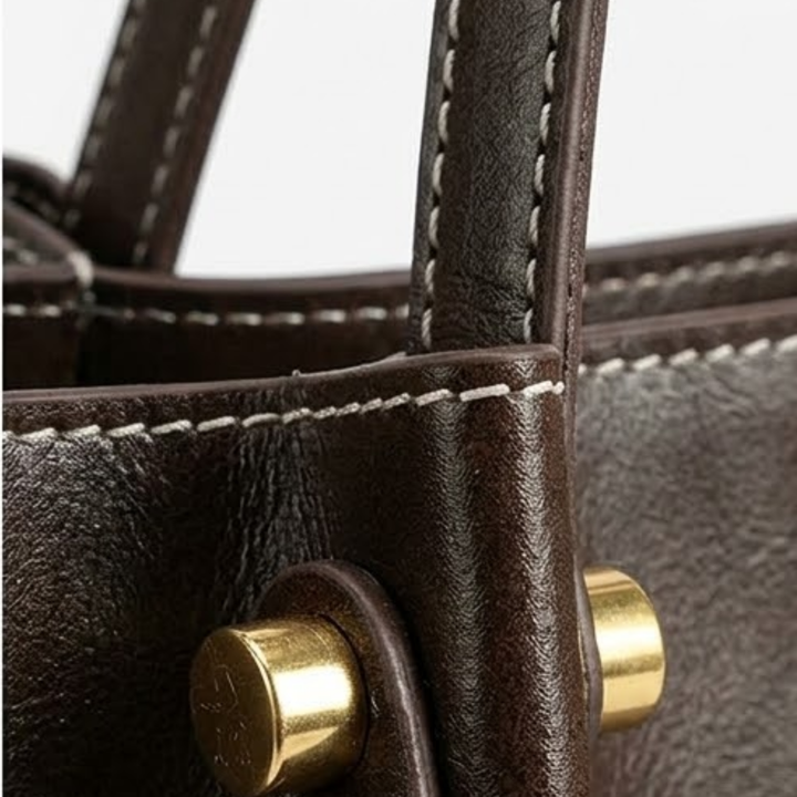 Vegan Leather Tote Bag with Zip Closure and Shoulder Strap for Women
