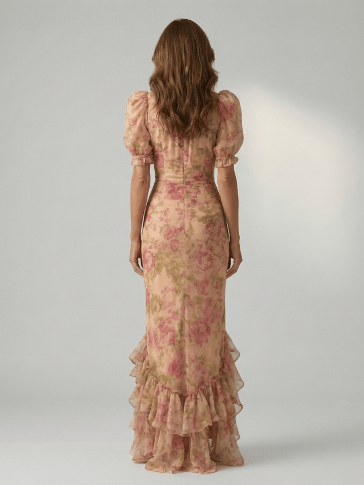 Vianne™ high neck maxi dress by Emma & Rose Cape Town, shown in black with flowing fabric and high neckline.