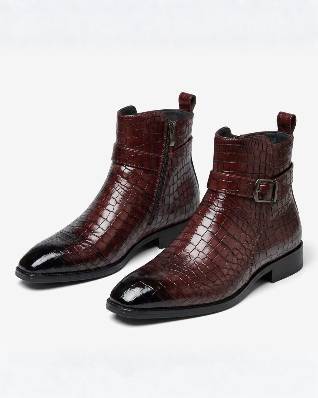 Mid-High Textured Boots with Side Zip
