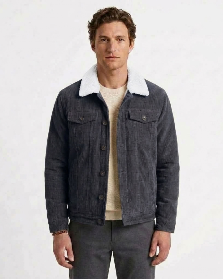 Quilted Jacket with Fine Ribbing for Men