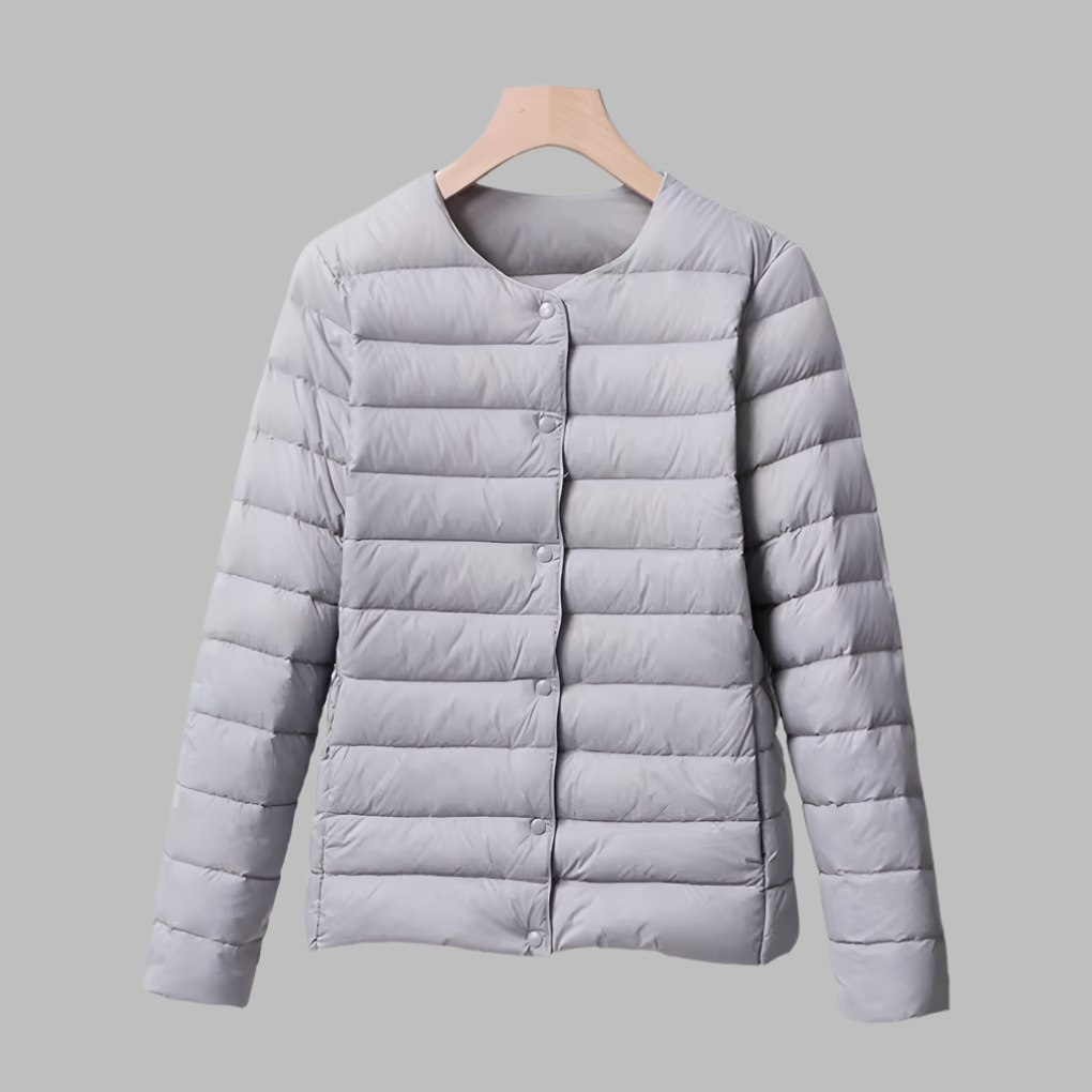 Collarless Portable Puffer for Spring and Winter