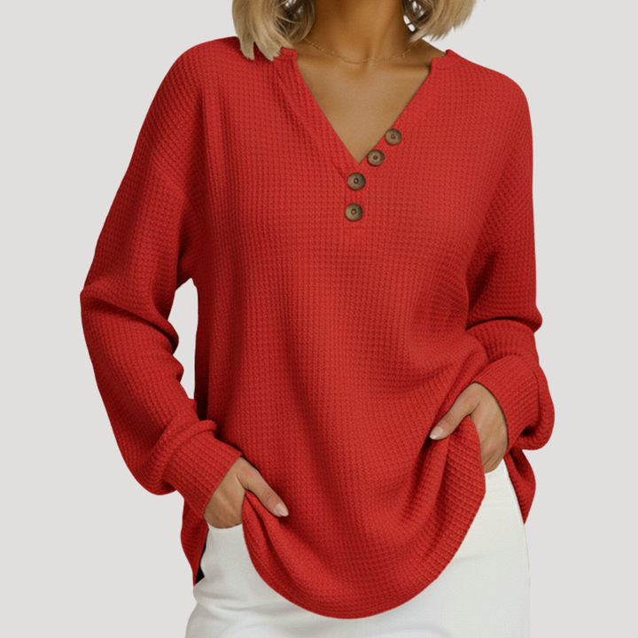 Textured V-Neck Pullover for Women