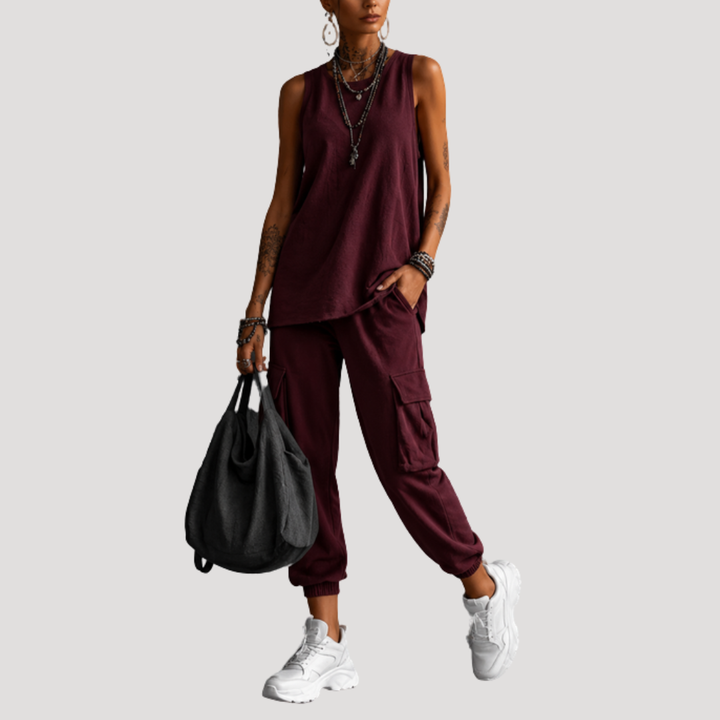 Casual Sleeveless Women's Cargo Set