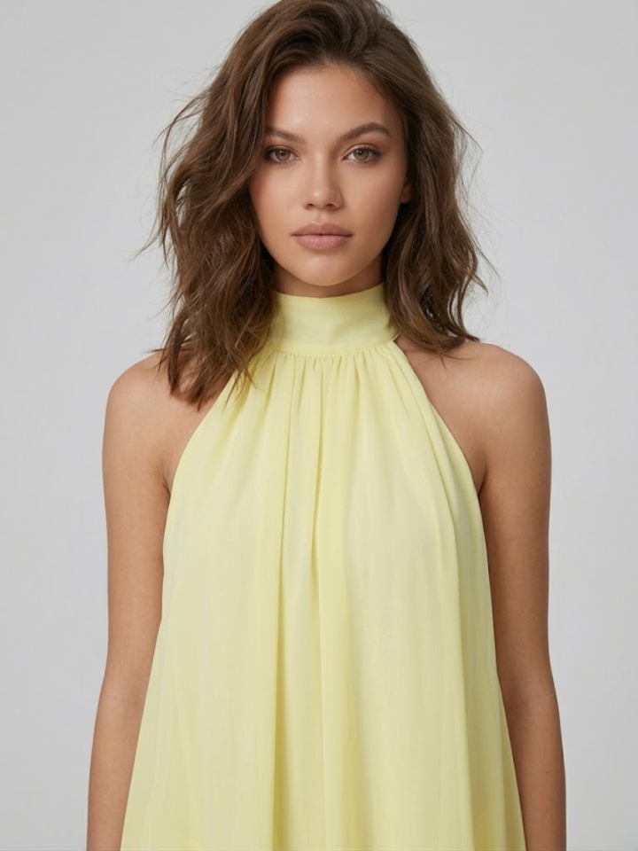 Short Women's Dress Backless Halter Neck – Ruffled Summer Dress
