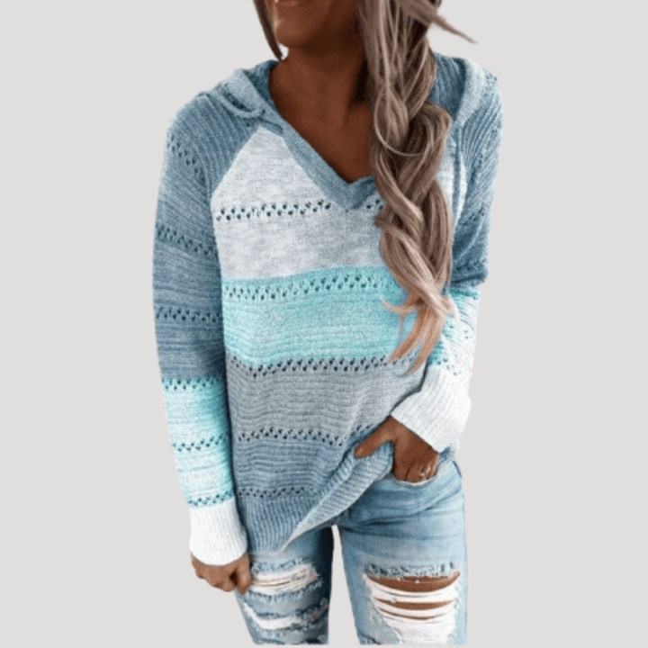 Women's Striped V-Neck Sweater