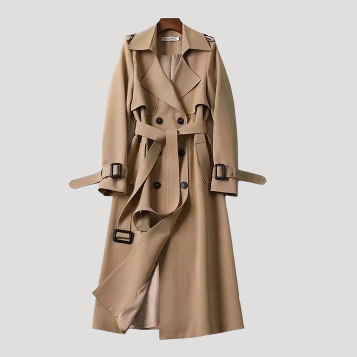 Women's Belted Double-Breasted Trench Coat – Timeless Elegant Style