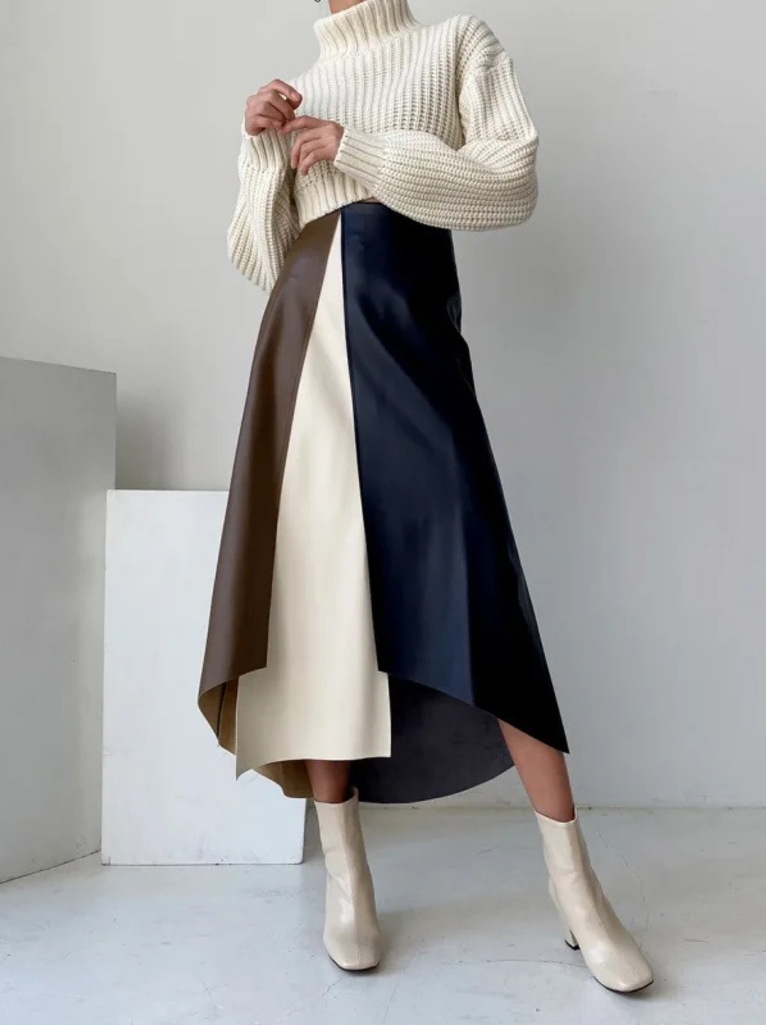 Livia Smooth Leather Skirt, view 6 - Elena Harper