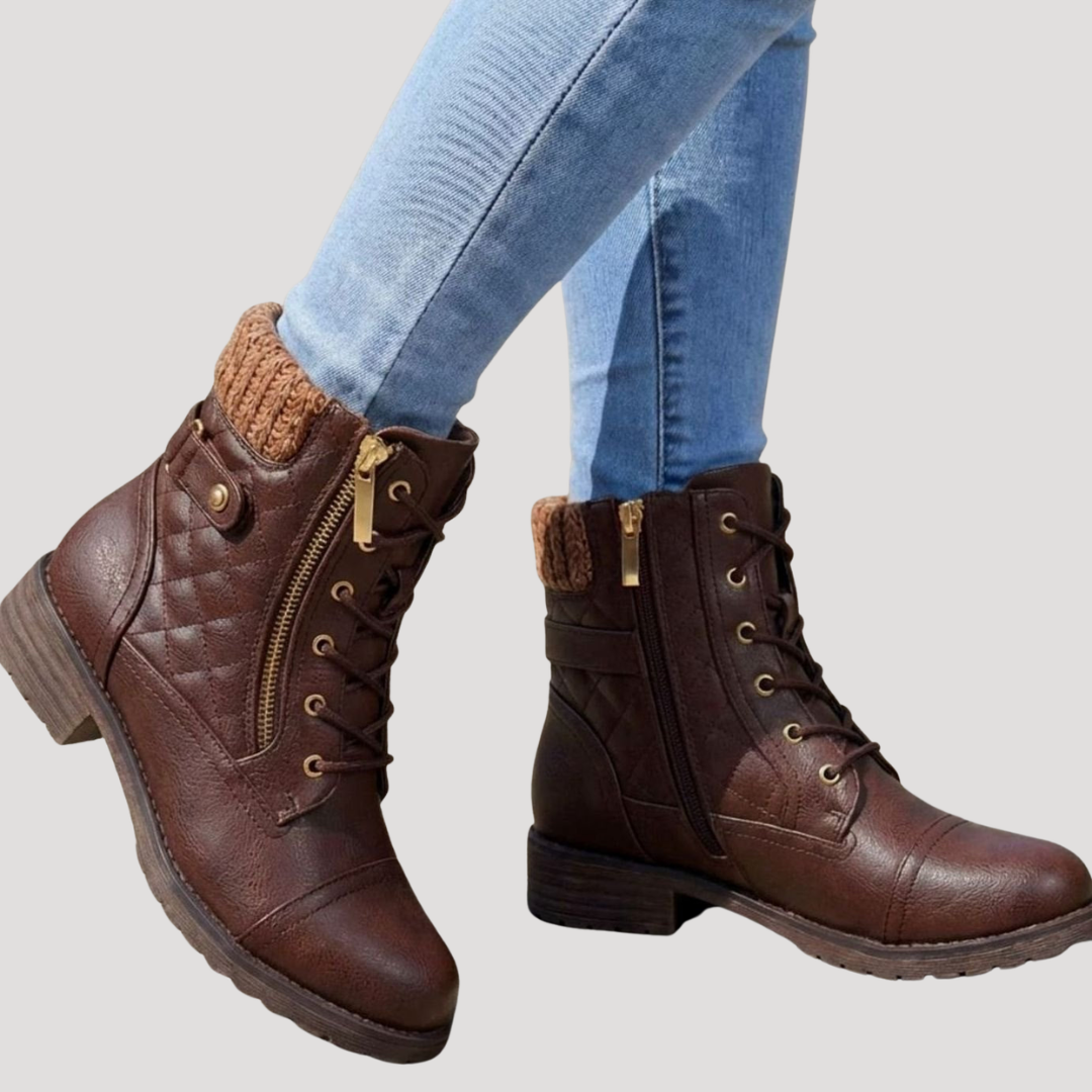 Women's Quilted Lace-Up Ankle Boots