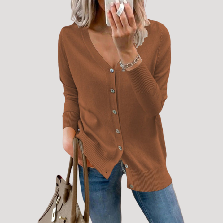 Women's V-Neck Buttoned Cardigan
