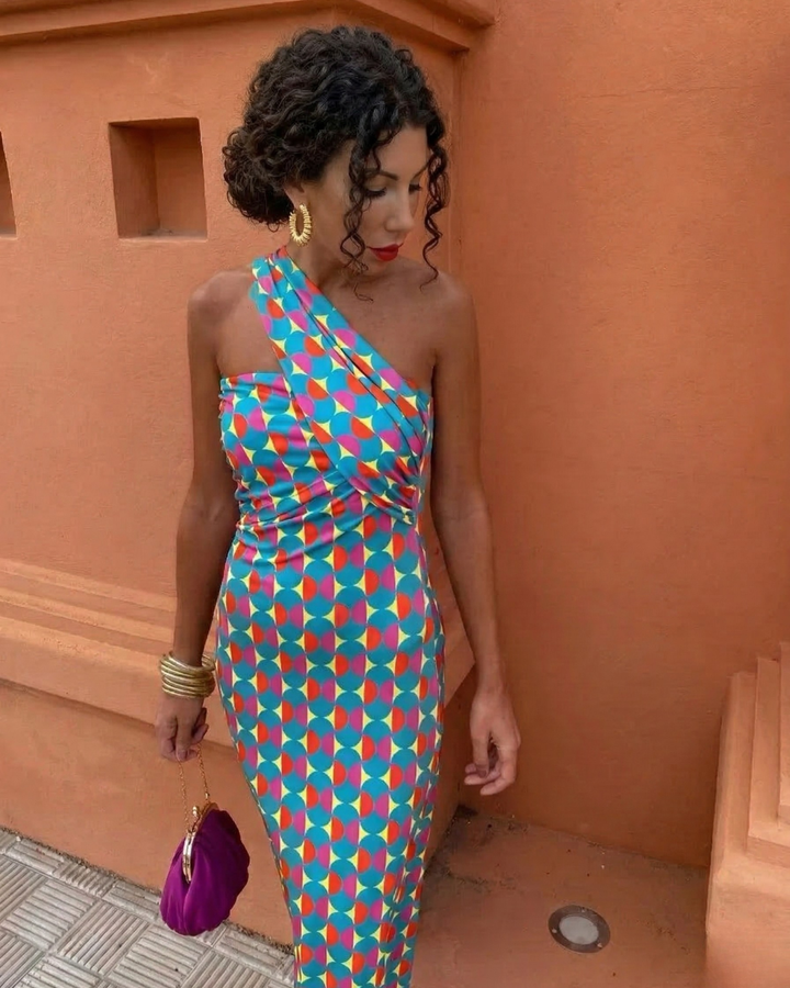 Andrea | Asymmetrical One-Shoulder Summer Midi Dress