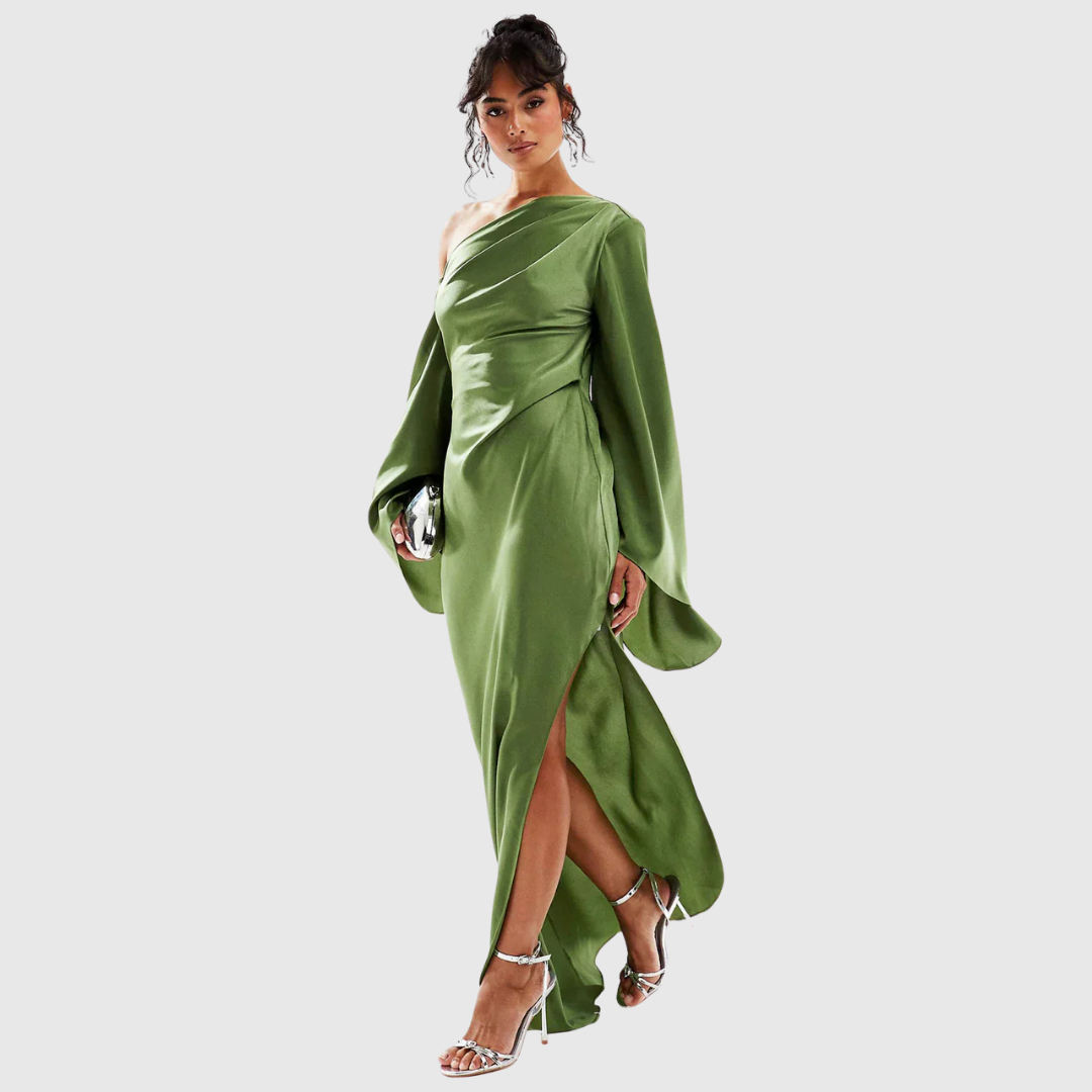 Rosaline Satin Flow Maxi Dress, view 2 - Elena Harper