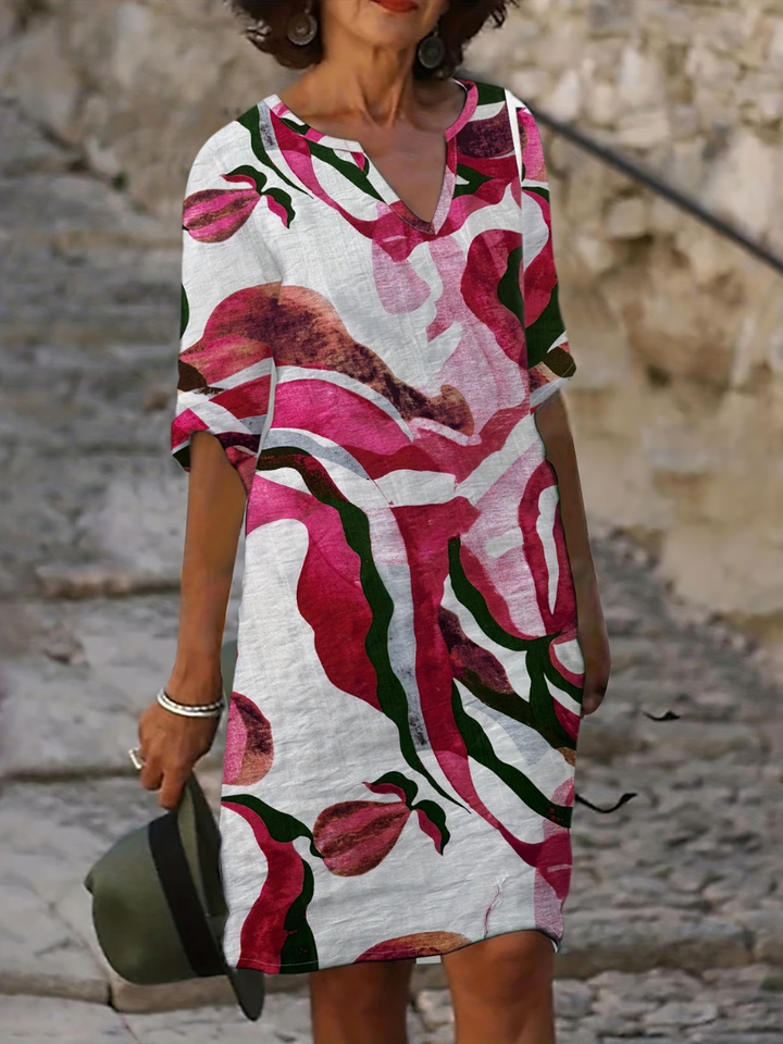 ABSTRACT PRINTED DRESS FOR WOMEN