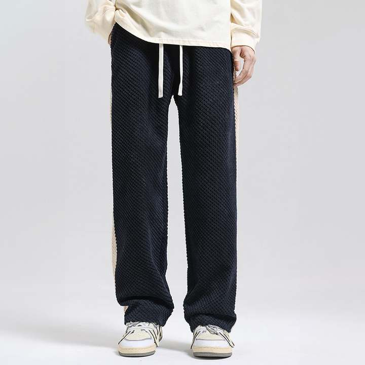 Men's Waffle Knit Joggers with Side Stripe Drawstring