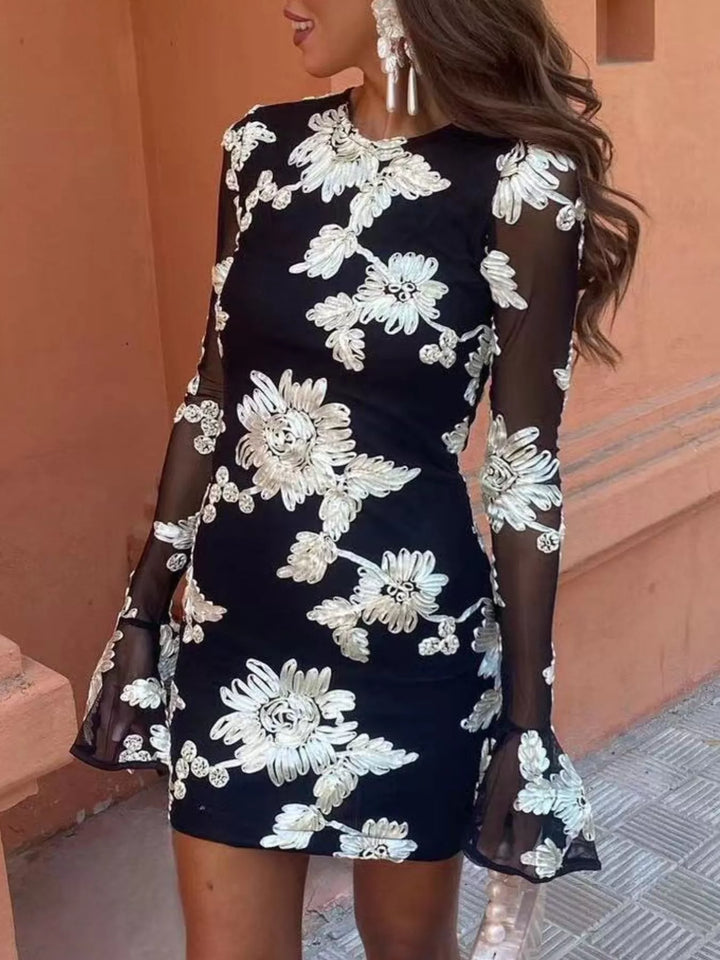 Women's Elegant Floral Mini Dress for Special Occasions, view 7 - Elena Harper